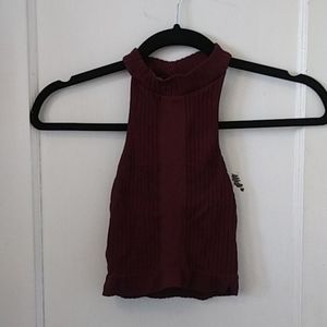 Free People Burgundy Crop Tank Top